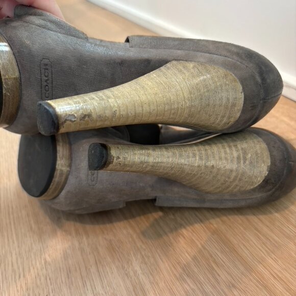 Coach Teagan leather heel platform sandals gladiator 8 gray silver - Picture 7 of 7